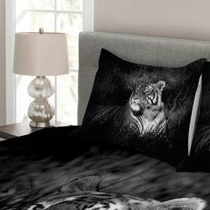 Tagesdecken-Set Bengalischer Tiger Polyester - Schwarz / Weiß - 264 x 220 cm