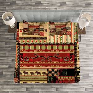 Couvre-lit Patchwork Polyester - Rouge - 220 x 220 cm