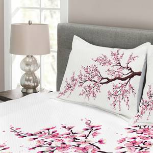 Bedsprei-set Sakura polyester - roze/bruin - 220 x 220 cm