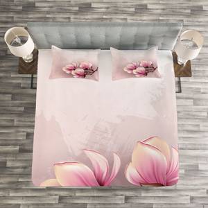 Tagesdecken-Set Fragile Blütenblätter Polyester - Rosa / Braun - 264 x 220 cm