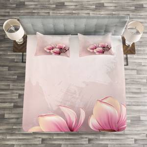 Bedsprei-set Fragiele Bloemblaadjes polyester - roze/bruin - 220 x 220 cm
