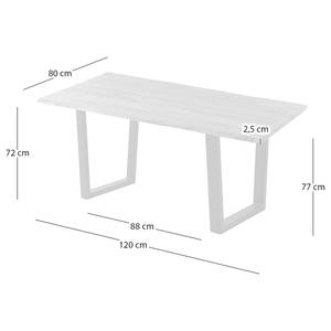 Massiver Baumkanten-Schreibtisch KAPRA Akazie Braun - Breite: 120 cm - Vintage Metall - Trapezförmig - Tischplattenstärke: 2.5 cm