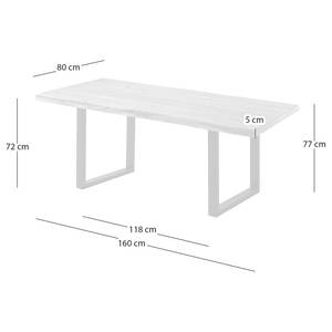 Massiver Baumkanten-Esstisch KAPRA Akazie Braun - 160 x 80 cm - Schwarz - U-Form - Tischplattenstärke: 5 cm