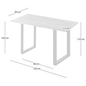 Massiver Baumkanten-Bartisch KAPRA Akazie Braun - Breite: 120 cm - Silber - Tischplattenstärke: 2.5 cm