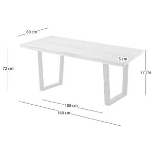 Massiver Baumkanten-Schreibtisch KAPRA Akazie Grau - Breite: 140 cm - Schwarz - Trapezförmig - Tischplattenstärke: 5 cm