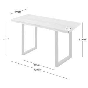 Massiver Baumkanten-Bartisch KAPRA Akazie Braun - Breite: 120 cm - Silber - Tischplattenstärke: 5 cm