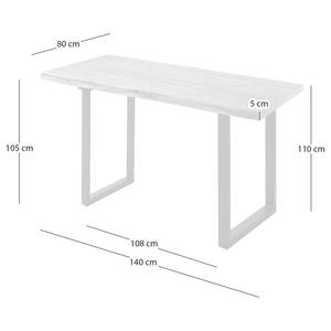 Massiver Baumkanten-Bartisch KAPRA Akazie Grau - Breite: 140 cm - Schwarz - Tischplattenstärke: 5 cm