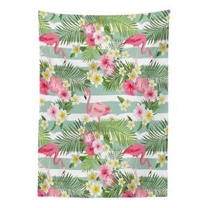 Nappe Hawaï Mélange satin et polyester - Vert / Rose - 140 x 240 cm