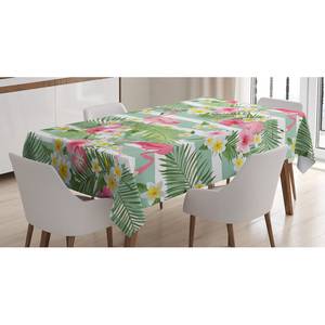 Tovaglia con fenicotteri e fiori Poliestere misto raso - Verde / Rosa - 140 x 240 cm