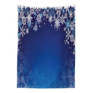 Nappe Flocons de neige Mélange satin et polyester - Bleu pâle / Bleu marine - 140 x 240 cm