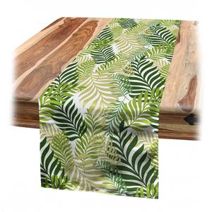 Chemin de table Tropic Polyester - Écru / Vert - 40 x 225 cm