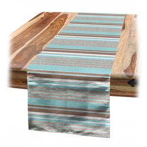 Chemin de table Rayures Polyester - Écume / Blanc - Turquoise - 40 x 225 cm