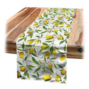 Tafelloper Lemon Woody polyester - groen/geel - 40 x 225 cm