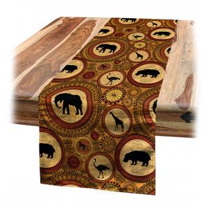 Chemin de table Animaux Polyester - Cannelle / Noir - 40 x 300 cm