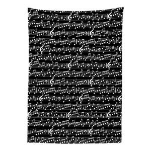 Tafelkleed Musical mix van polyester en satijn - zwart/wit - 140 x 200 cm