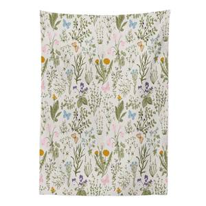 Tafelkleed Vintage Garden Plants mix van polyester en satijn - groen/beige - 140 x 200 cm