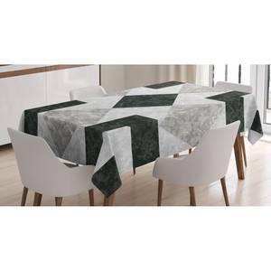 Tischdecke Marble Effect Polyester Satin Mischung - Schwarz / Beige - 140 x 240 cm