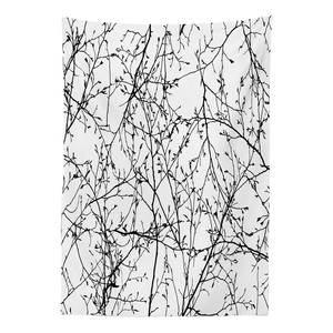 Tafelkleed Twijg mix van polyester en satijn - wit/zwart - 140 x 240 cm