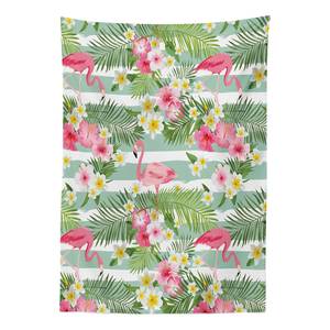 Tischdecke Hawaii-Blatt Polyester Satin Mischung - Grün / Rosa - 140 x 170 cm