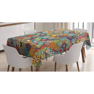 Nappe Checkered Folk Mélange satin et polyester - Multicolore - 140 x 170 cm