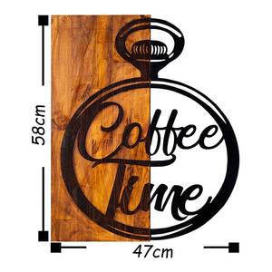 Houten afbeelding Coffee Time aluminium/HDF - walnotenhout/zwart - 47 cm x 58 cm