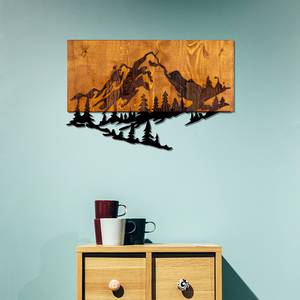 Quadro di legno Le montagne Alluminio / HDF - Noce / Nero - 58 cm x 38 cm