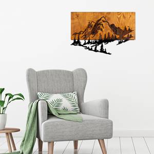 Quadro di legno Le montagne Alluminio / HDF - Noce / Nero - 58 cm x 38 cm