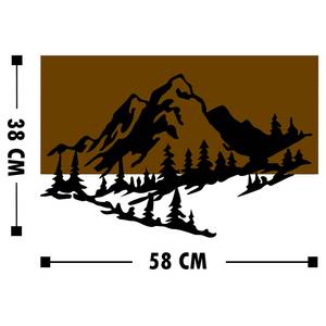 Quadro di legno Le montagne Alluminio / HDF - Noce / Nero - 58 cm x 38 cm