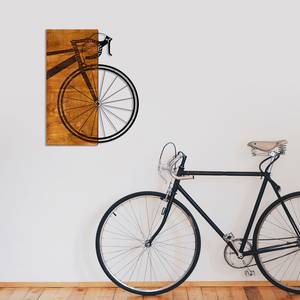 Houten afbeelding Fiets aluminium/HDF - walnotenhout/zwart - 45 cm x 58 cm