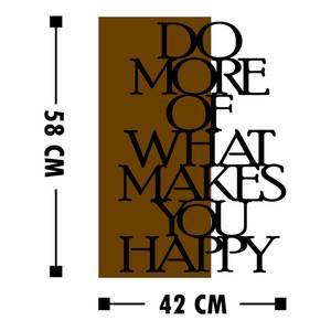 Holzbild What Makes You Happy Aluminium / HDF - Walnuss / Schwarz - 42 cm x 58 cm