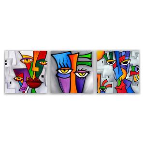 Impression sur toile Lenvik (3 éléments) Toile / Panneau composite en bois - Multicolore - 90 x 30 cm