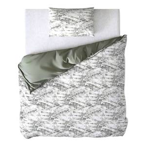 Parure de lit Elize Coton - Vert olive / Blanc - 155 x 200 cm + oreiller 80 x 80 cm