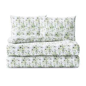 Parure de lit Nique Coton - Vert / Gris / Jaune - 200 x 220 cm + 2 oreillers 80 x 80 cm