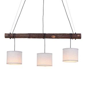 Hanglamp Bark stof/hout - 3 lichtbronnen