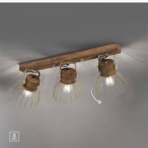 Wand- & plafondlamp Alami III ijzer/massief mangohout - 3 lichtbronnen