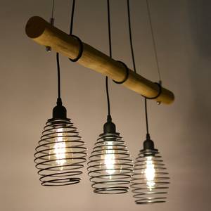 Hanglamp Spring ijzer/massief eucalyptushout - 3 lichtbronnen