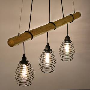 Hanglamp Spring ijzer/massief eucalyptushout - 3 lichtbronnen