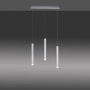 Suspension Bruno I Plexiglas / Aluminium / Fer - 3 ampoules - Argenté