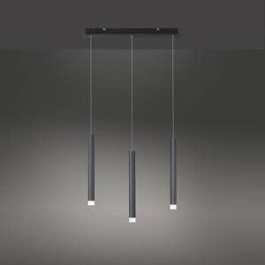 LED-hanglamp Bruno I acrylglas/aluminium, ijzer - 3 lichtbronnen - Zwart