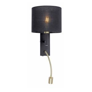 LED-wandlamp Robin stof / ijzer - 1 lichtbron - Zwart