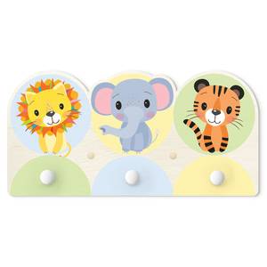 Patère enfants Lion, éléphant et tigre Multicolore