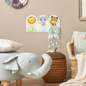 Patère enfants Lion, éléphant et tigre Multicolore