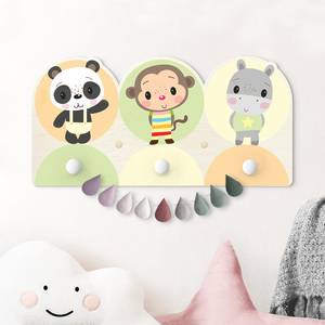 Patère enfants Panda, singe, hippopotame Multicolore