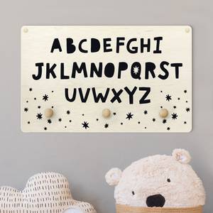 Kindergarderobe Alphabet mit Sternen Schwarz / Weiß