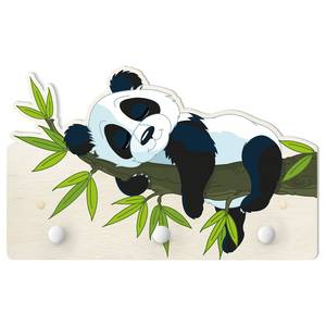 Appendiabiti Panda addormentato Verde - Bianco - Legno massello - 40 x 25 x 1.5 cm