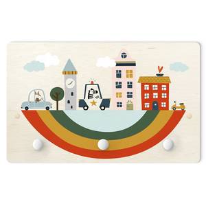 Appendiabiti Città su arcobaleno Multicolore - Legno massello - 40 x 25 x 1.5 cm