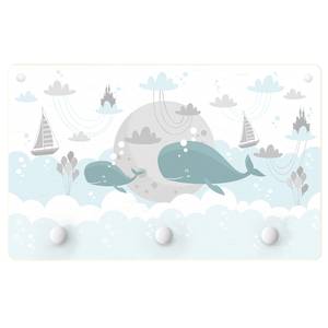 Appendiabiti Nuvole e balena Blu - Bianco - Legno massello - 40 x 25 x 1.5 cm