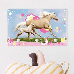 Appendiabiti Cavallo al galoppo Multicolore - Legno massello - 40 x 25 x 1.5 cm