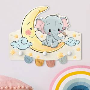 Patère enfants Éléphant et lune Multicolore