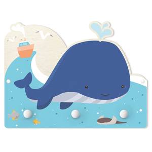 Appendiabiti Balena felice Blu - Legno massello - 40 x 30 x 1.5 cm